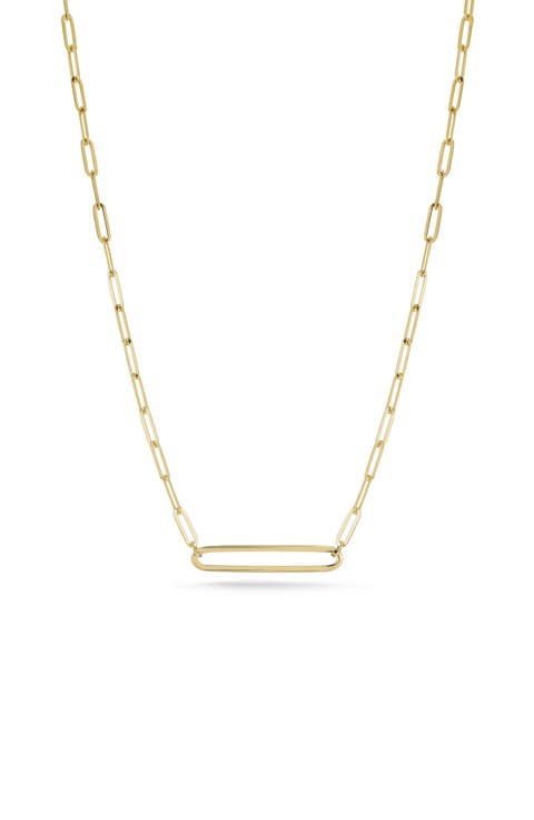 14K Yellow Gold Paper Clip Link Necklace