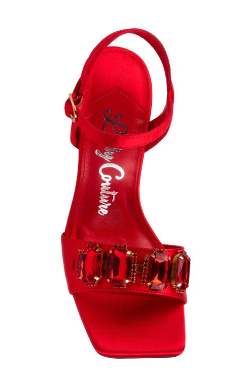 Lady Couture Rhinestone Ankle Strap Sandal In Red