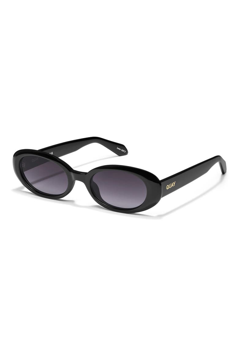 Felt Cute 52mm Gradient Small Oval Sunglasses, Alternate, color, BLACK / SMOKE