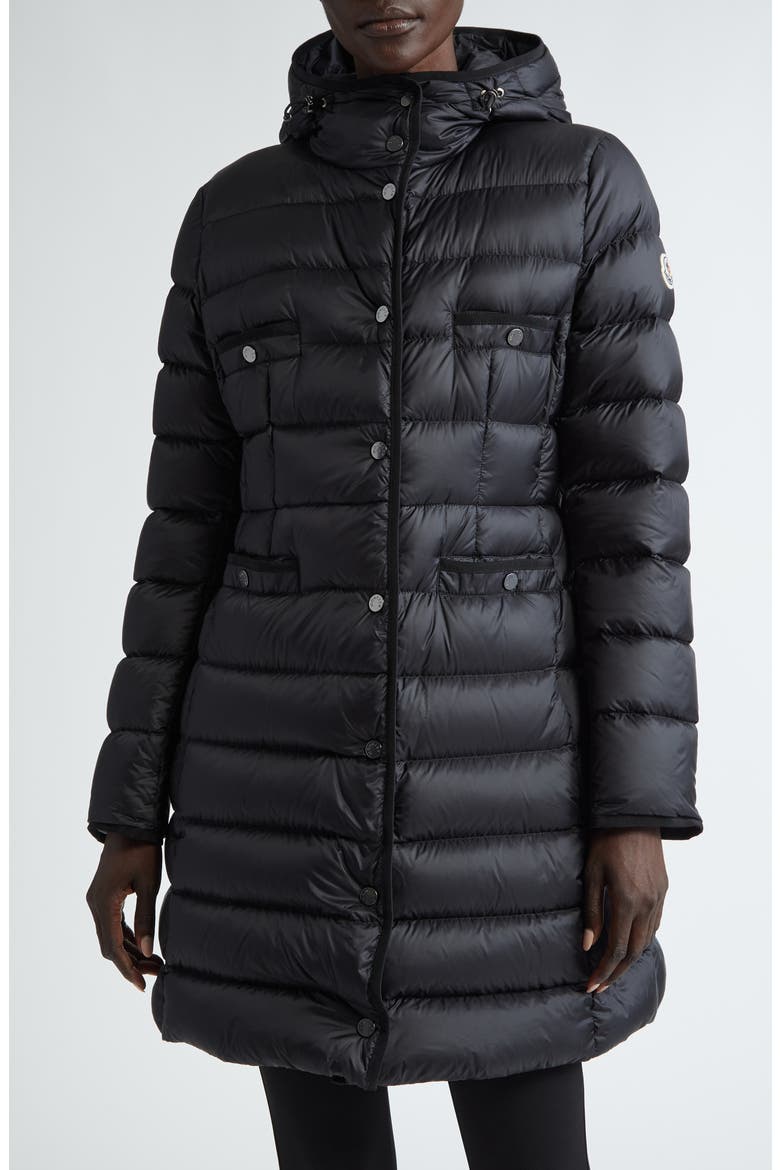 Hirma Long Down Coat, Main, color, BLACK