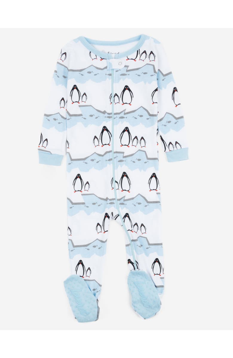 Leveret Kids Footed Printed Cotton Matching Family Holiday Pajamas, Argyles & Holiday Prints, Main, color, Penguin