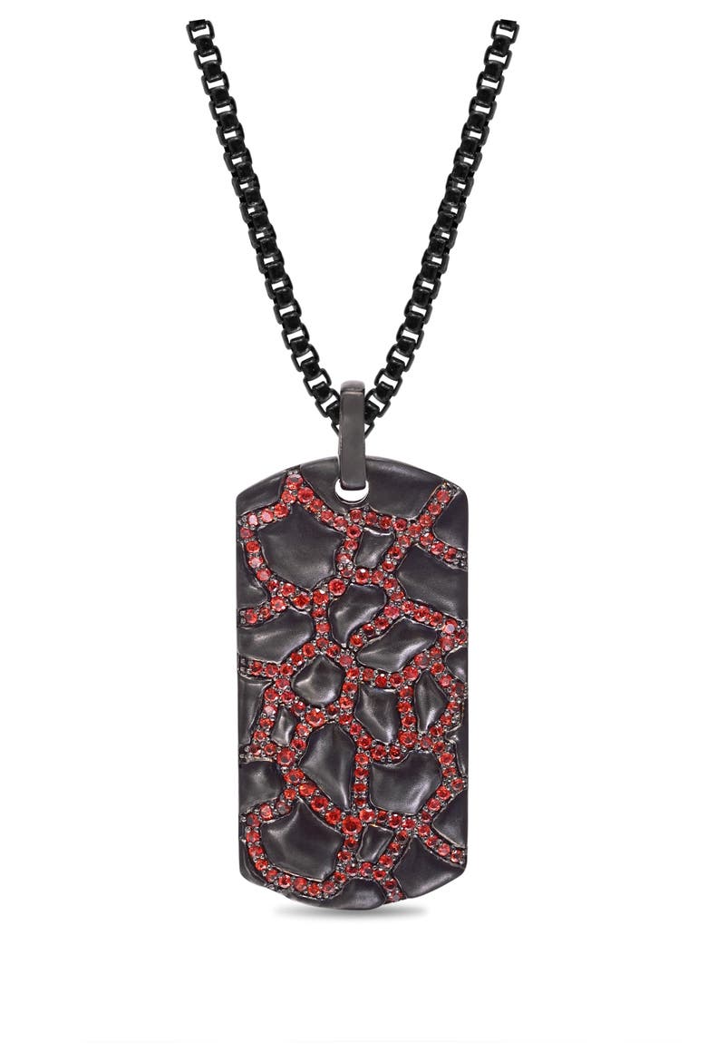 Fiery Ascent Silver & Garnets Tag Necklace, Main, color, Silver