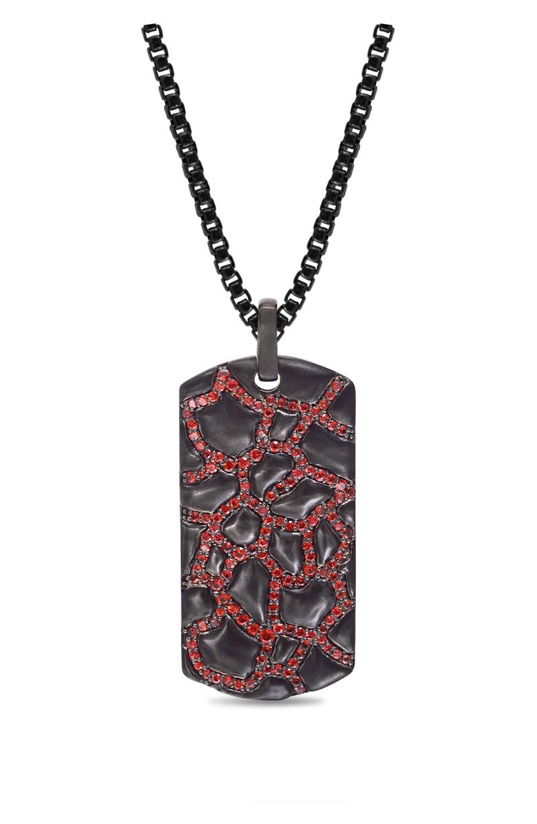 LuvMyJewelry Fiery Ascent Silver & Garnets Tag Necklace, Main, color, Silver