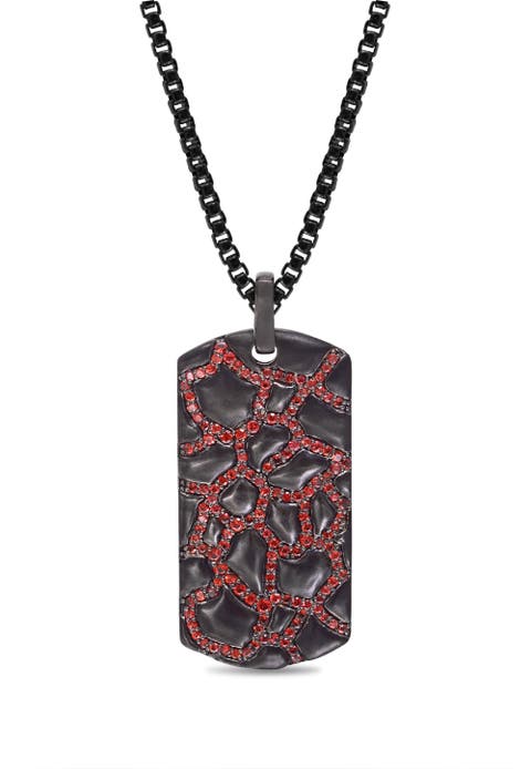 Fiery Ascent Silver & Garnets Tag Necklace