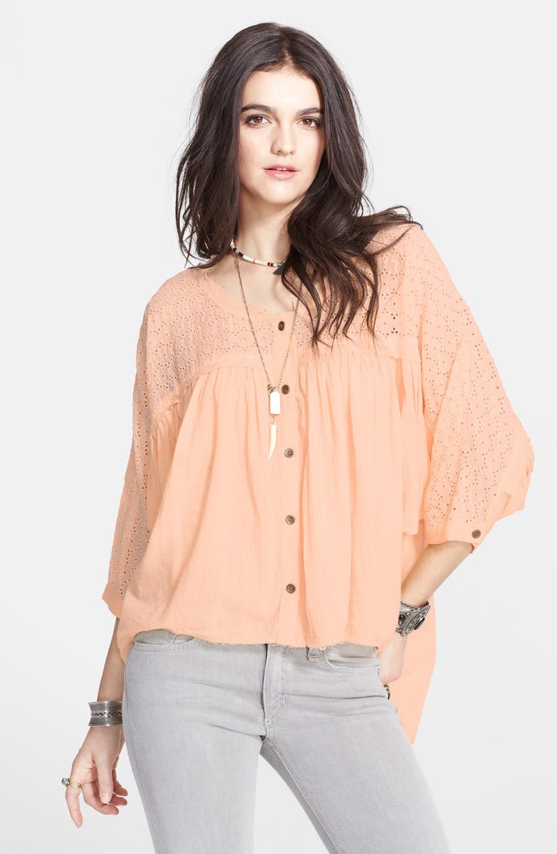 Free People 'Two to Tango' Eyelet Yoke High/Low Top, Main, color,