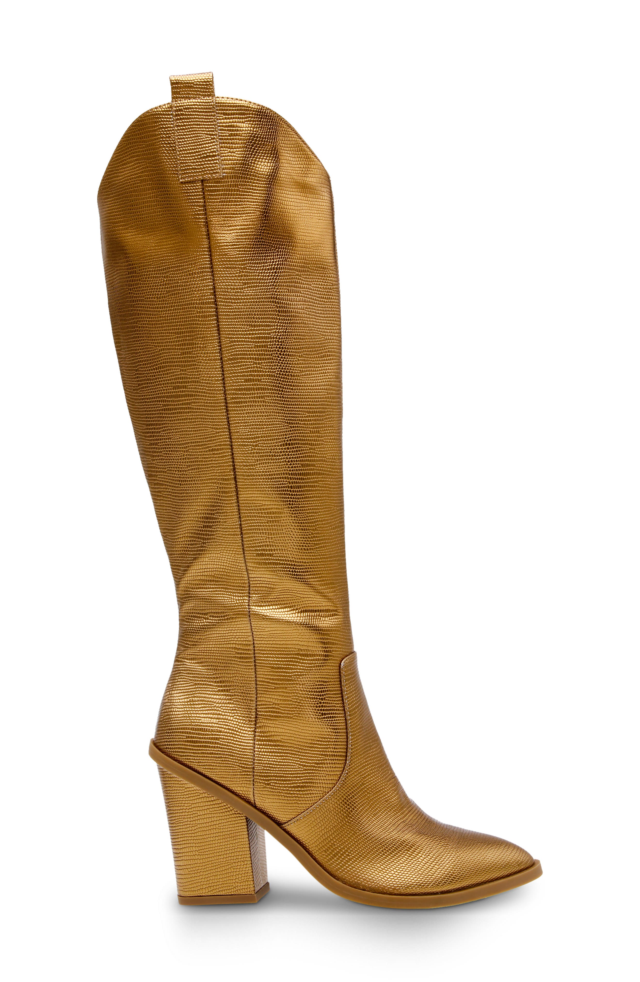 Nykko Snake Embossed Tall Boot, Alternate, color, CARAMEL