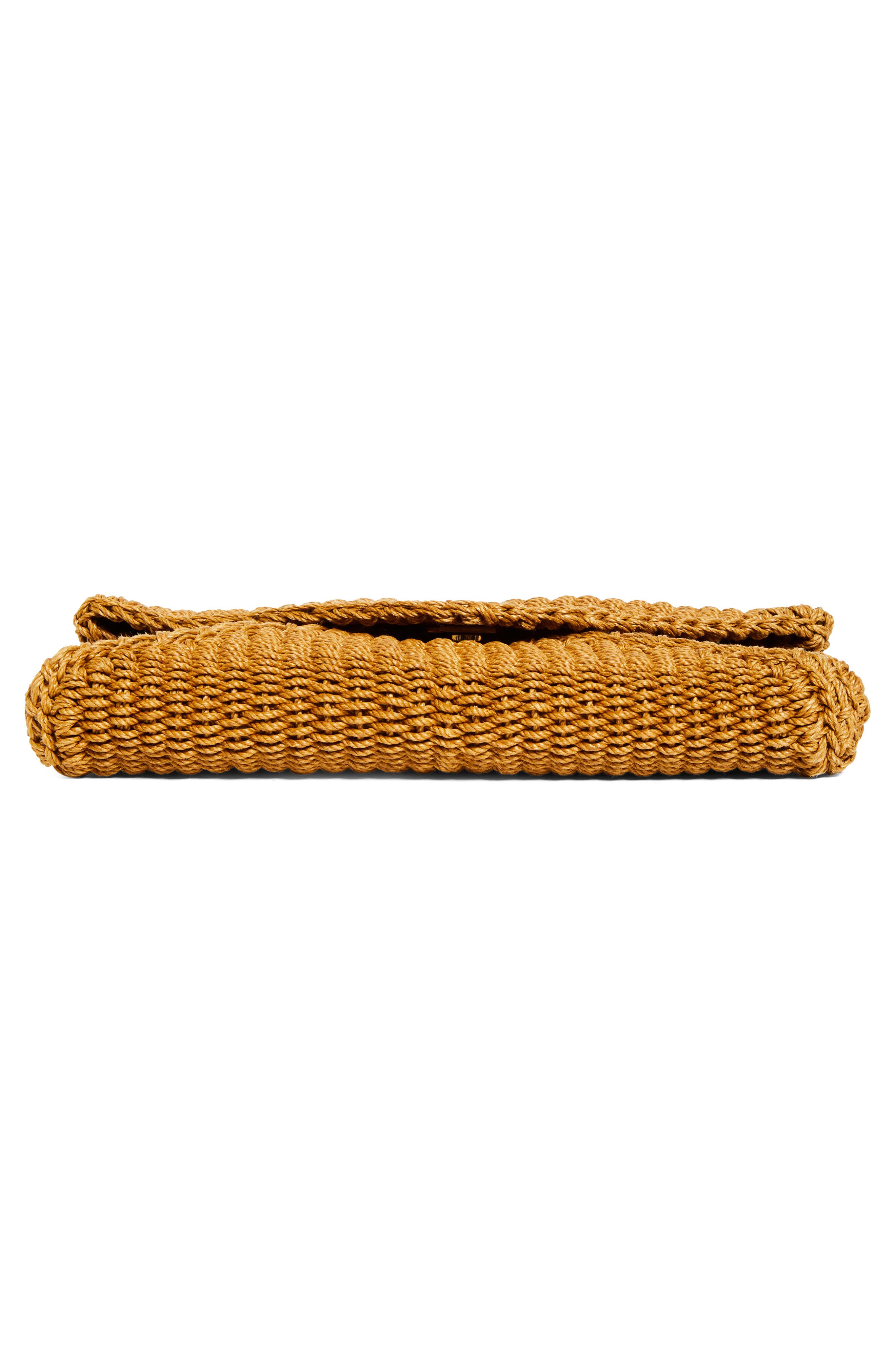 Saint Laurent Large Woven Raffia Envelope Clutch, Alternate, color, Light Brownie