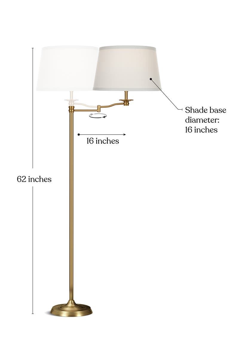 Brightech Caden 62" Modern LED Floor Lamp with Swing Arm & Drum Shade, Alternate, color, Brass
