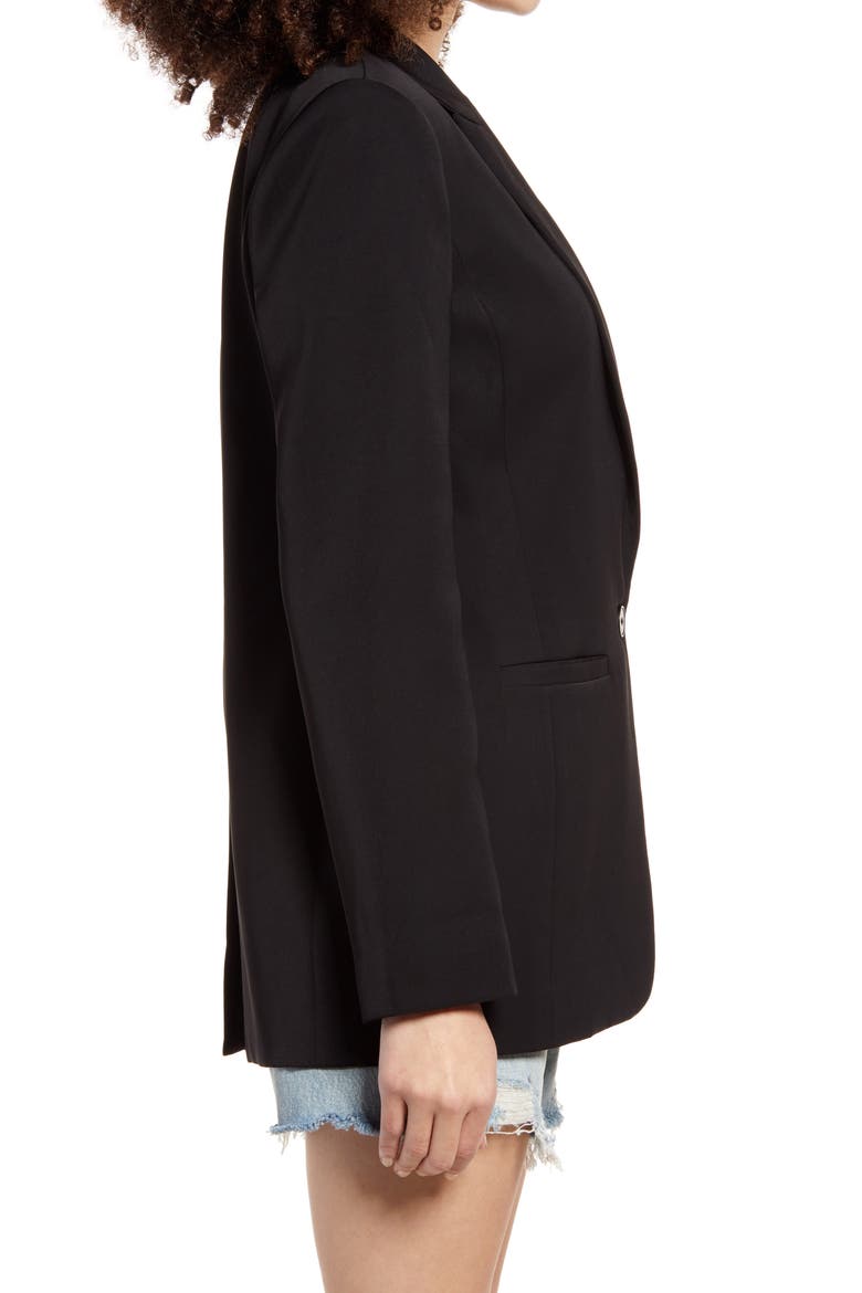 Tailored Single Button Blazer, Alternate, color, BLACK