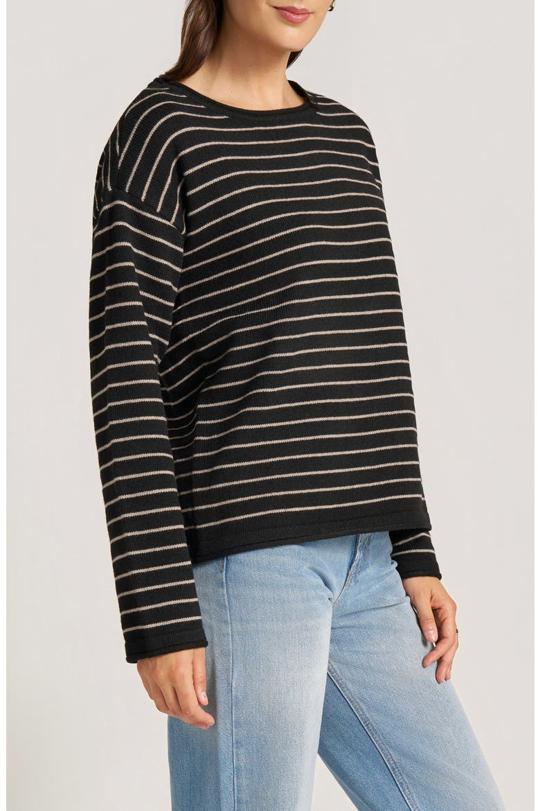 Stripe Boat Neck Sweater, Alternate, color, BLACK/TAUP
