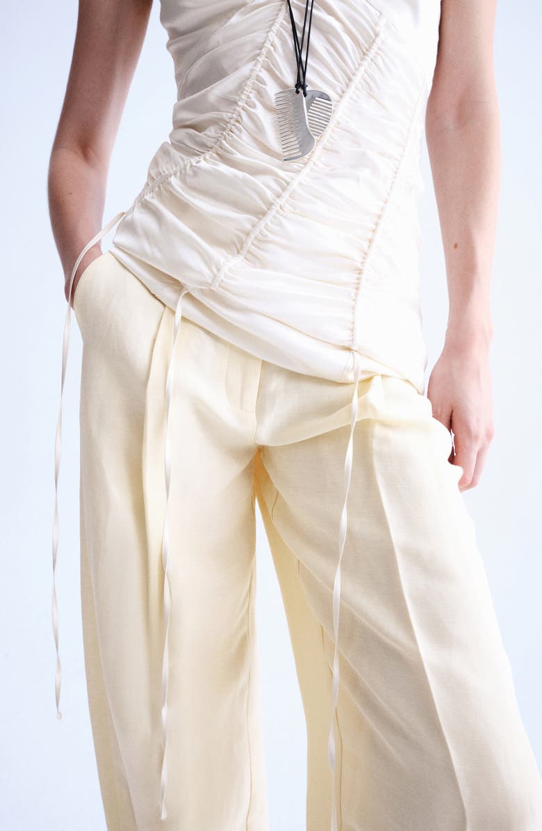 MANGO Satin Balloon Pants, Alternate, color, Yellow