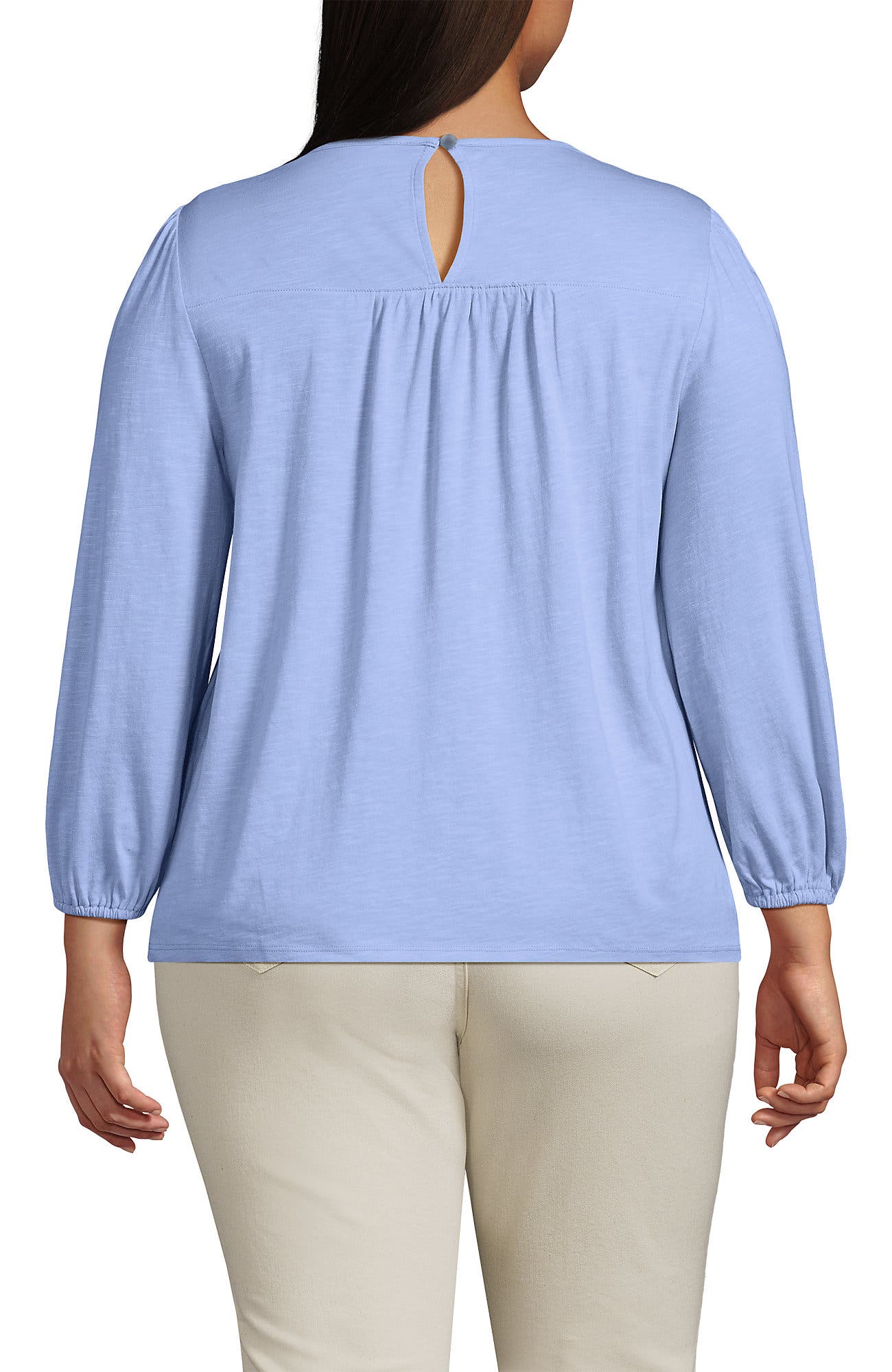 3/4 Sleeve Eyelet Mix Flowy Top - image 2