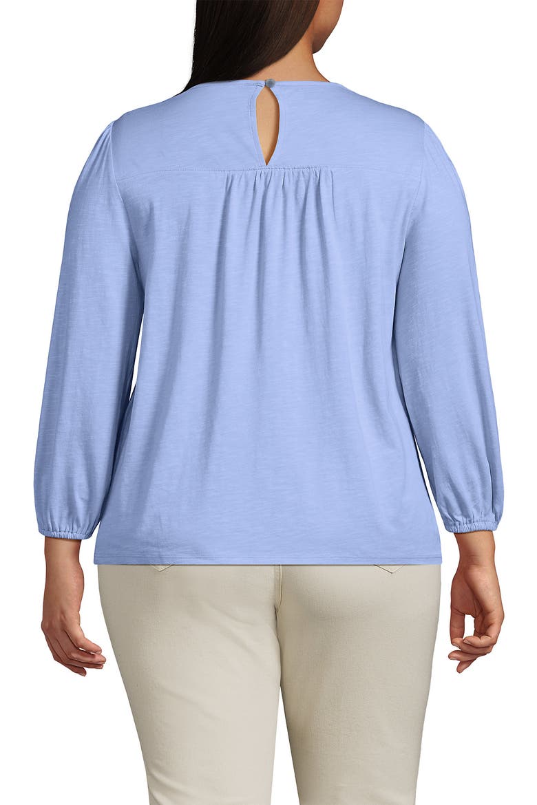3/4 Sleeve Eyelet Mix Flowy Top, Alternate, color, Light Sea Blue