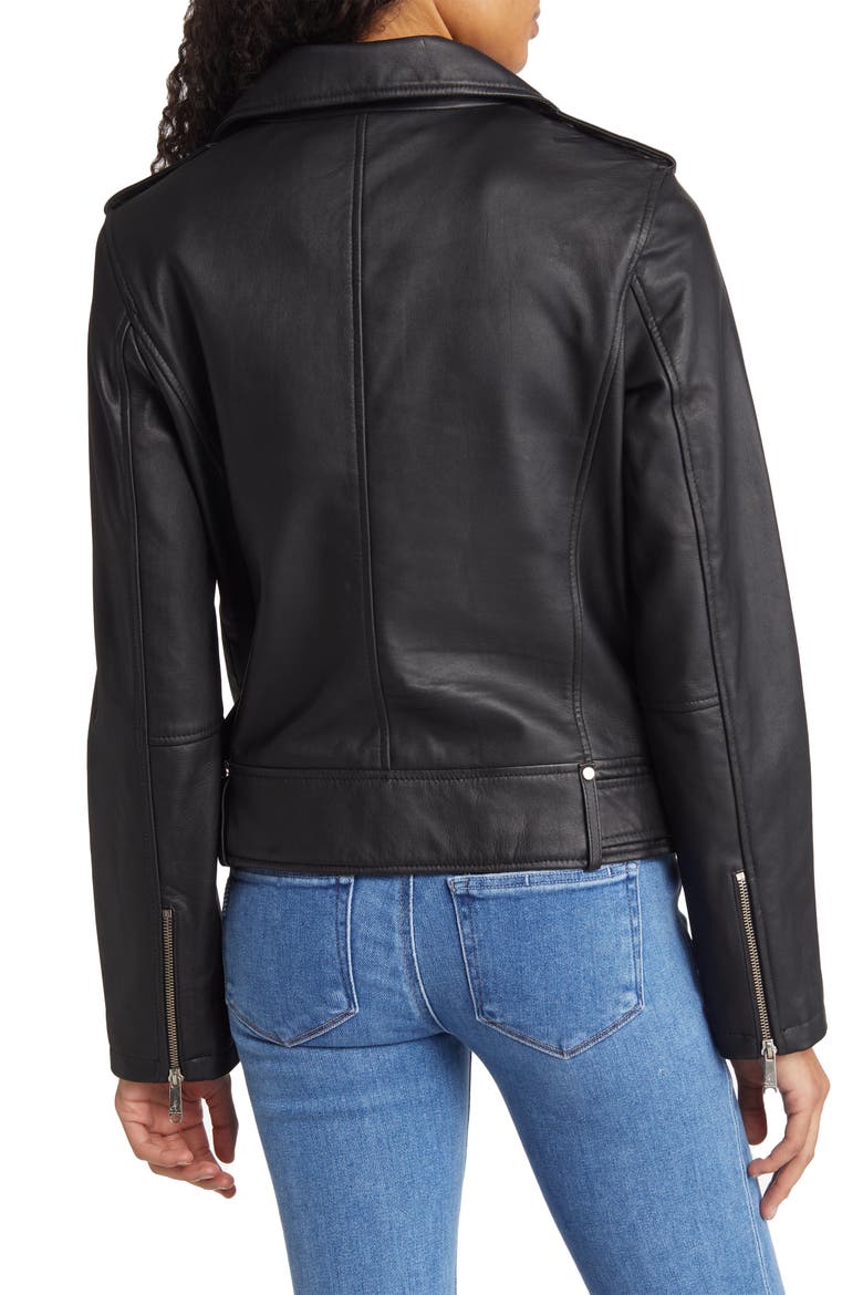 Belted Moto Jacket, Alternate, color, BLACK