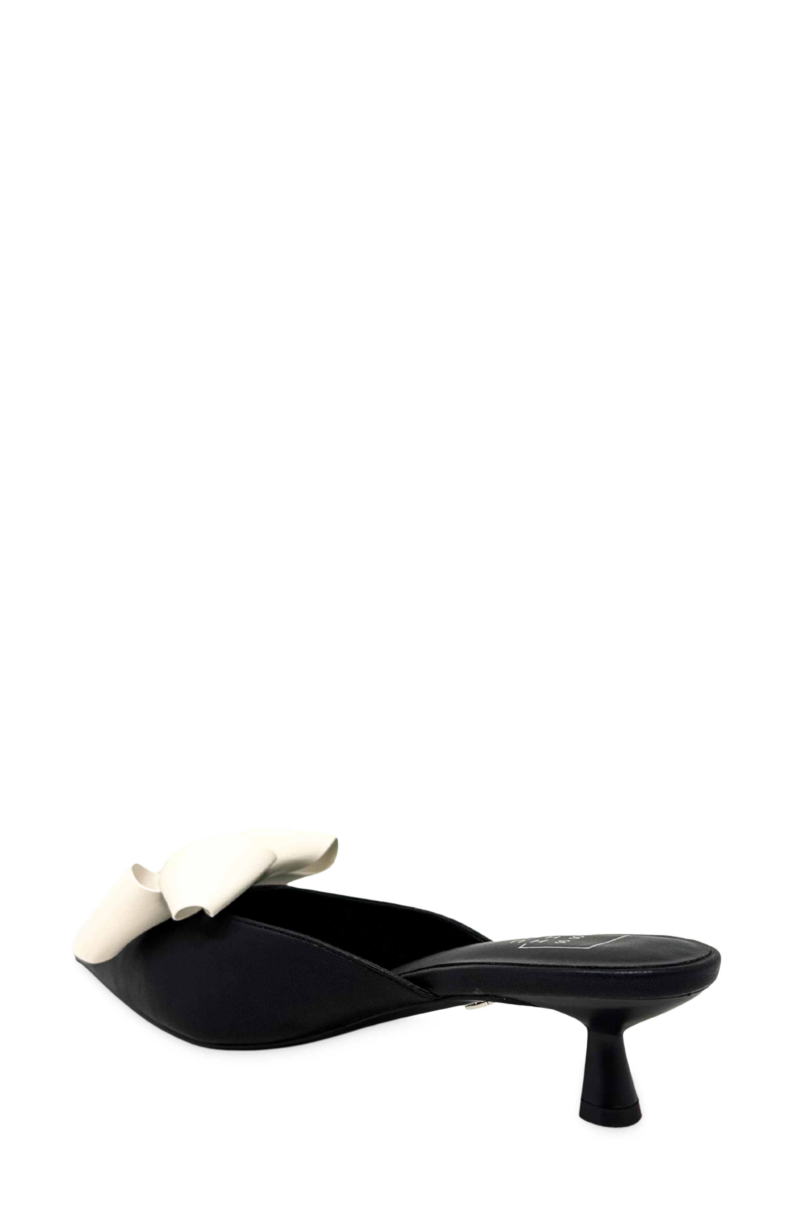SHUSHOP Nell Pointed Toe Kitten Heel Mule, Alternate, color, Black And White