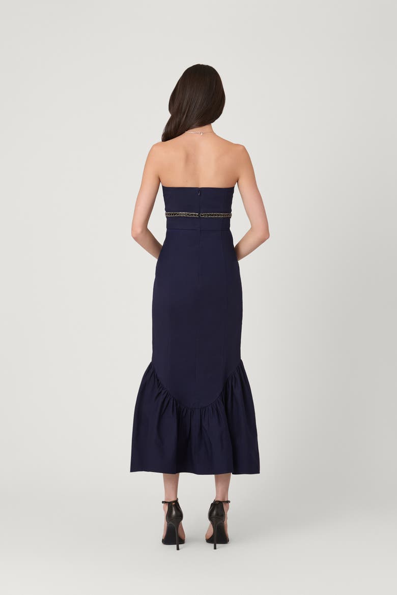 Midnight Embellished Cotton Faille Ashton Dress, Alternate, color, Navy