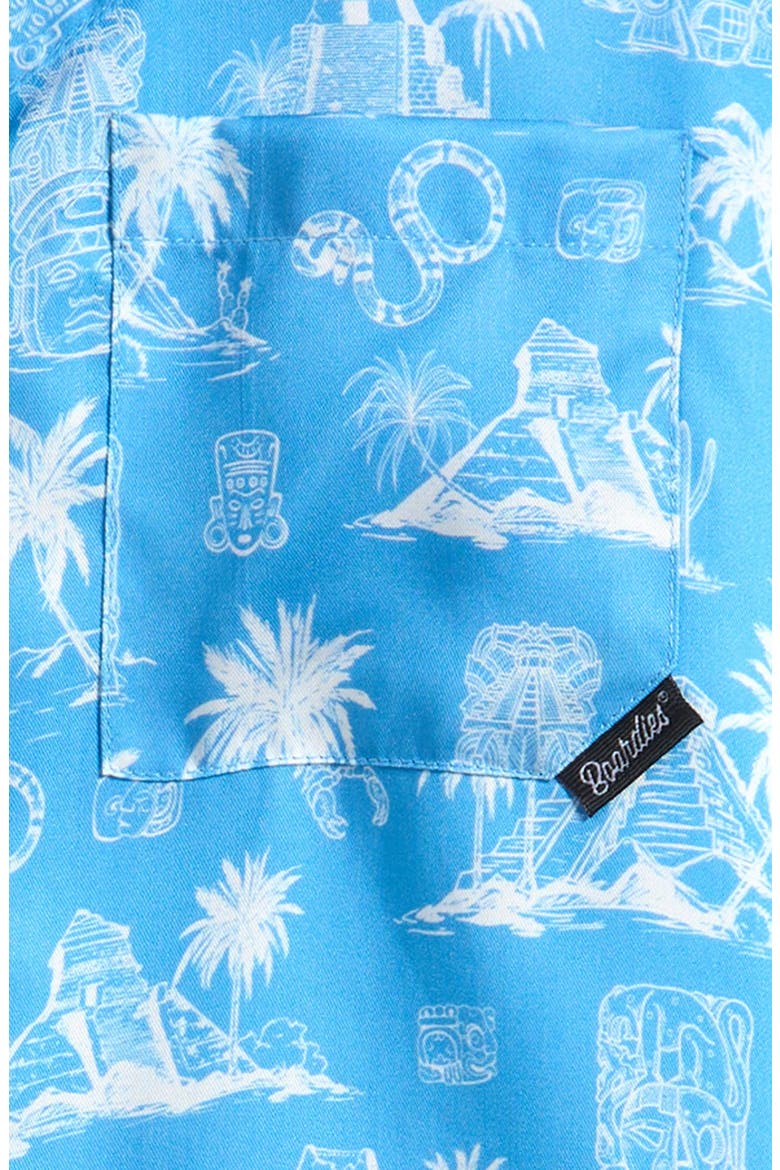 Kids' Yucatán Print Short Sleeve Button-Up Shirt, Alternate, color, BLUE