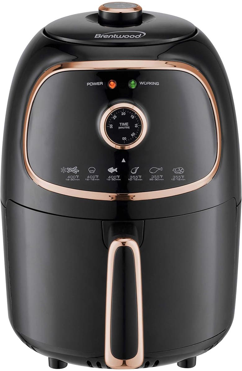 Brentwood 2qt Electric Air Fryer, Main, color, Black And Copper