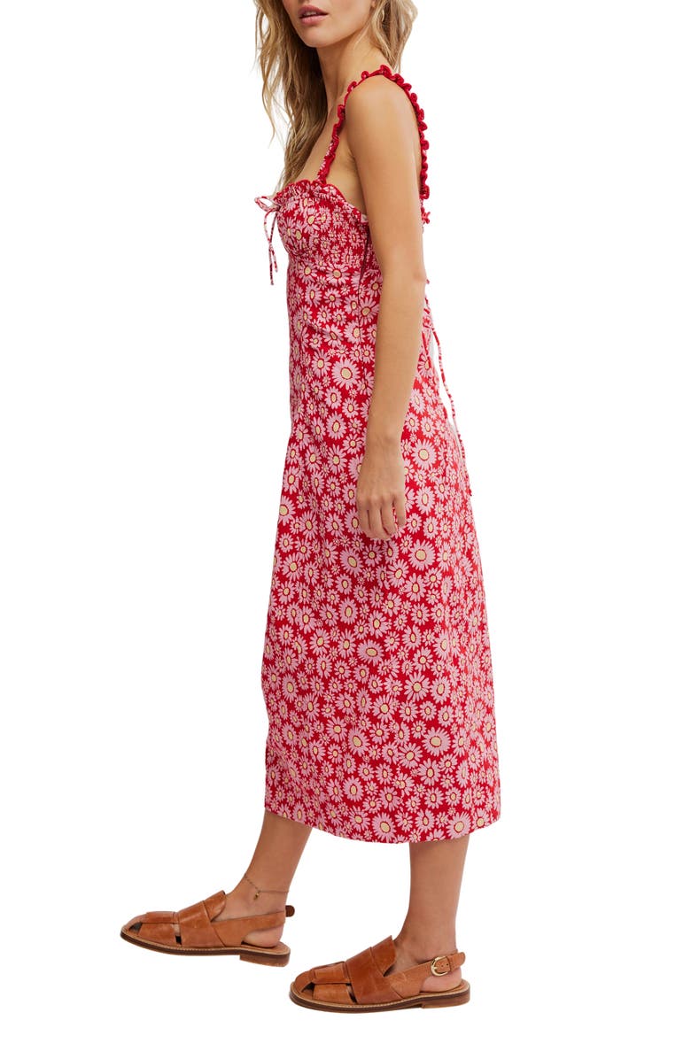 Free People Lucinda Floral Print Midi Dress, Alternate, color, Tomato Daisy