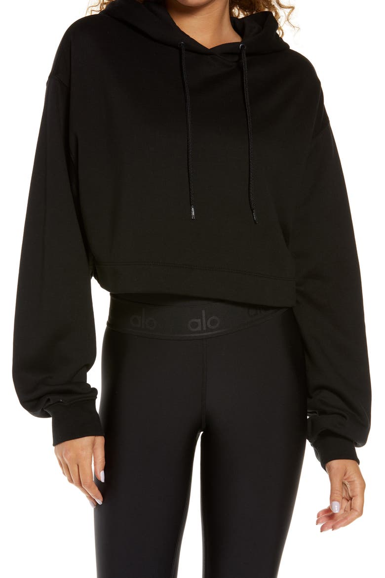Bae Crop Hoodie, Main, color, BLACK