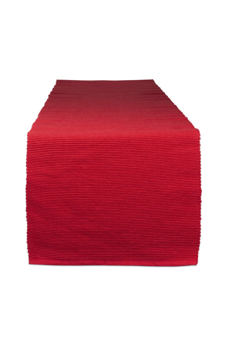 Tango Red Ribbed Table Runner, Main, color, Tango Red