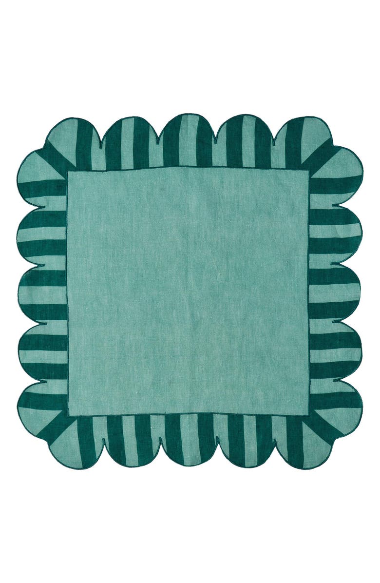 MISETTE Scallop Stripe 4-Pack Linen Napkins, Alternate, color, Dark Base Green