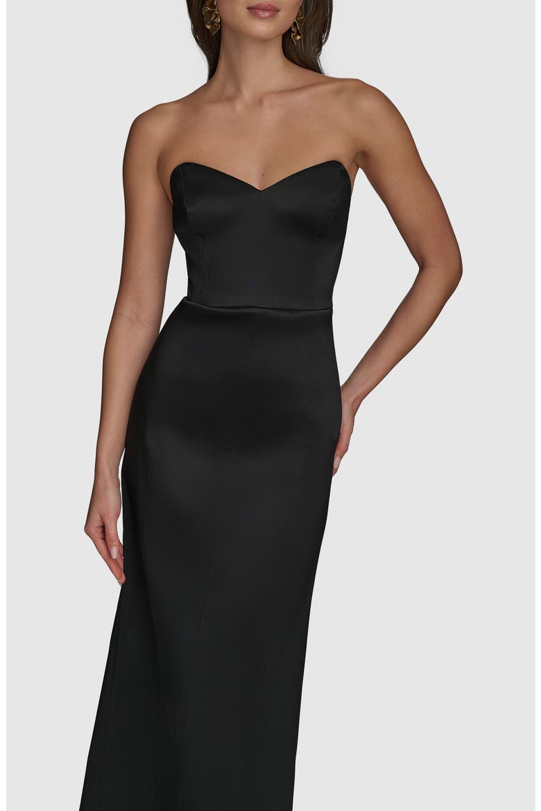 Strapless Satin Gown, Alternate, color, BLACK