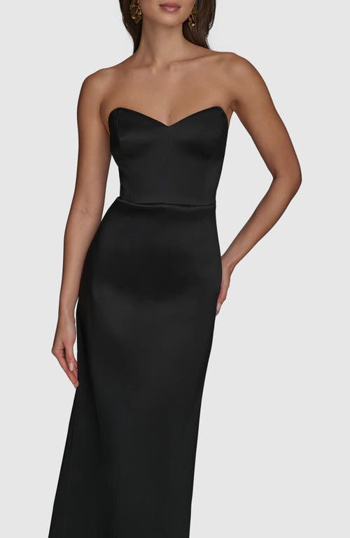 Donna Karan New York Strapless Satin Gown In Black