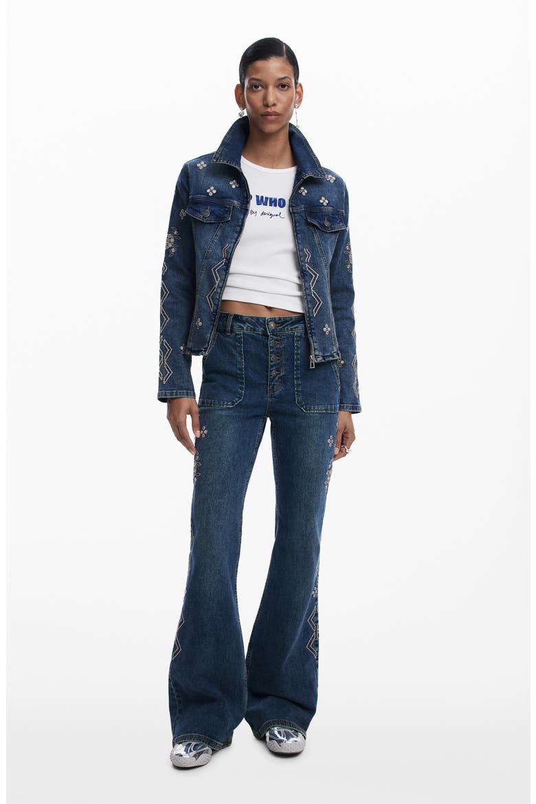 Zip Denim Trucker Jacket, Alternate, color, MEDIUM BLUE