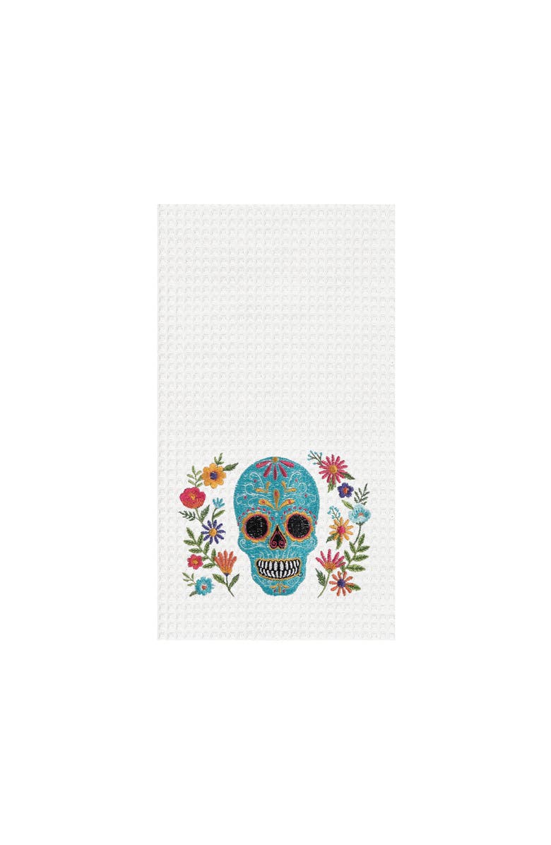 C&F Home Aqua Sugar Skull & Flowers Towel, Main, color, Blue