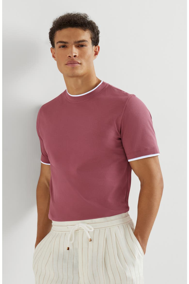 T-shirt with faux-layering, Alternate, color, Coral