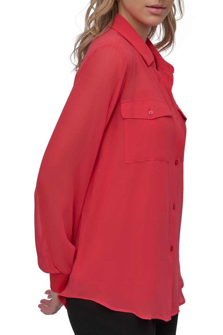 Chiffon Button-Up Shirt, Alternate, color, WATERMLN SUGAR