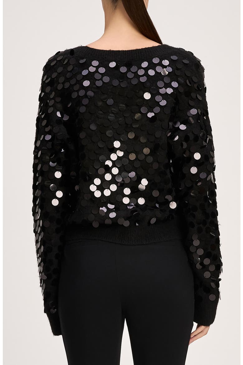 Briana Paillette Pullover Sweater, Alternate, color, BLACK