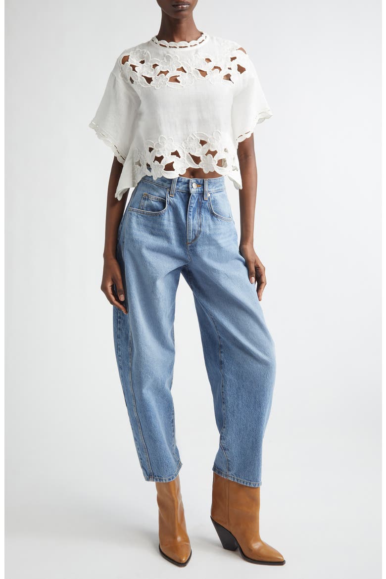 Relda Crop Eyelet Top, Alternate, color, WHITE