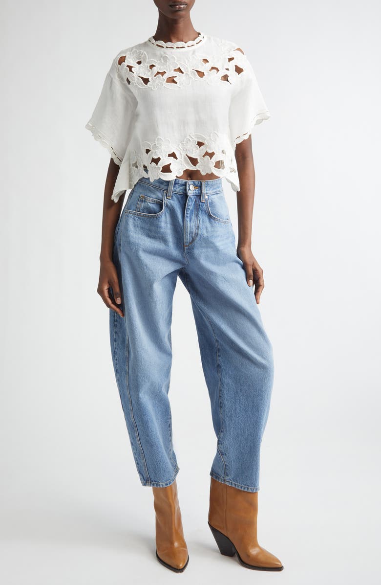 Isabel Marant Relda Crop Eyelet Top, Alternate, color, White