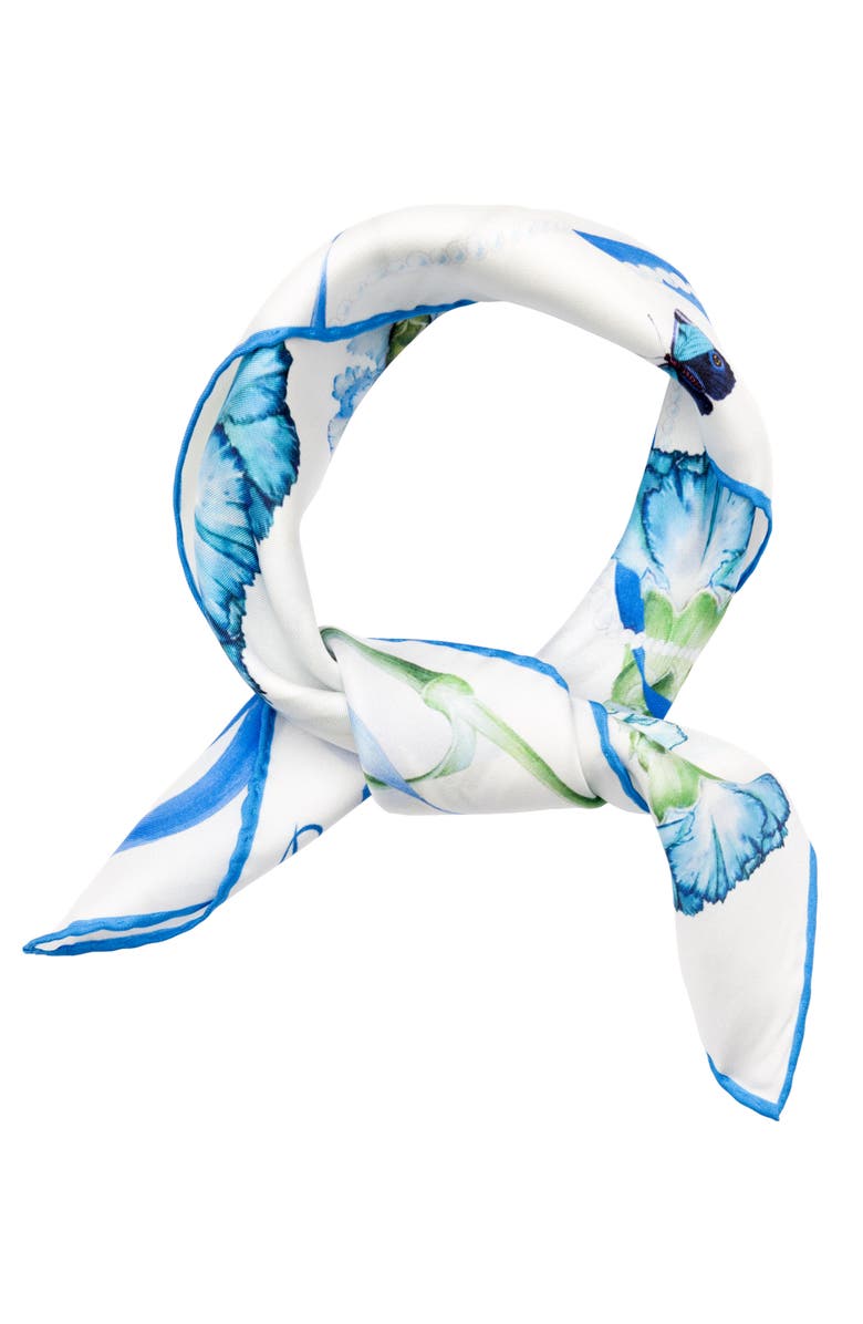 Elizabetta Dianthus - Silk Bandana, Alternate, color, Blue