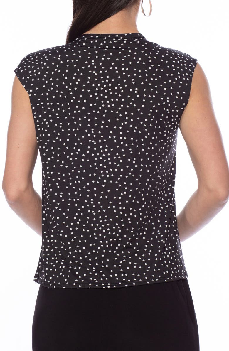 Isaac Mizrahi New York Knot Neck Sleeveless Top, Alternate, color, Black White Dot