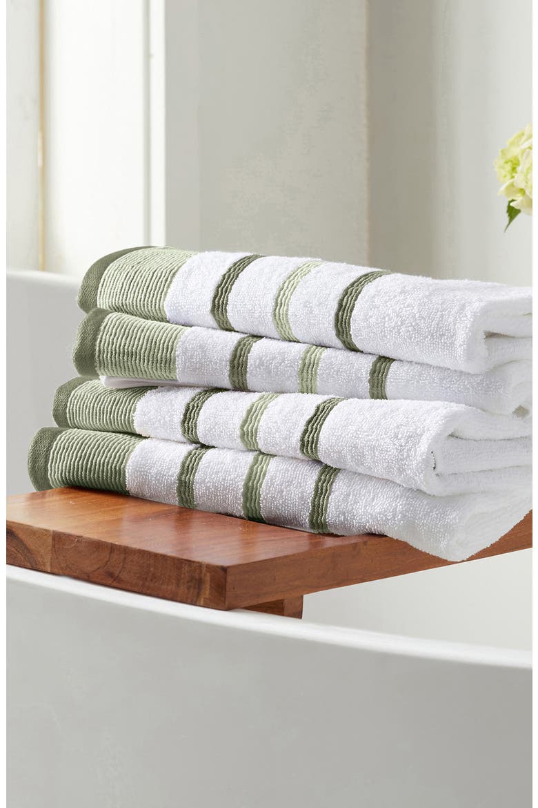 Luxurious Cotton 2-Pack Decorative Bath Towel Set, Alternate, color, DESERT SAGE GREEN / MOSS GREEN