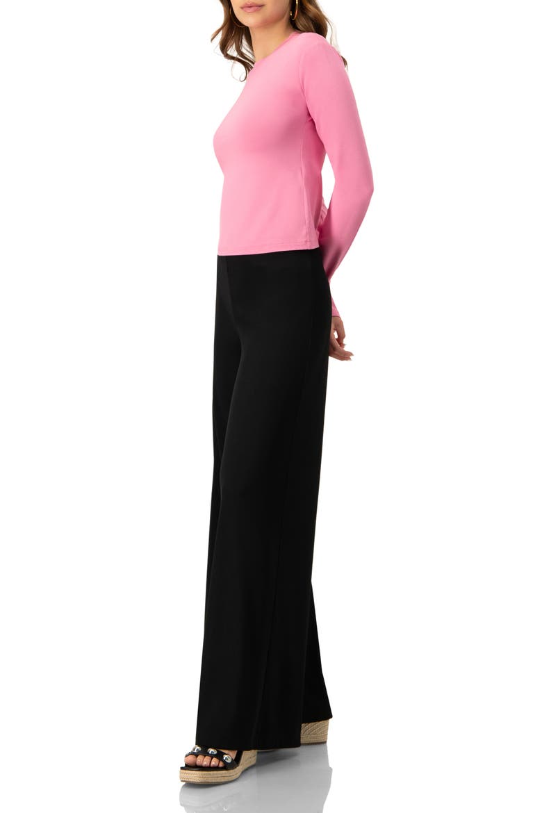 Ribbed Wide-Leg Culotte Pants, Alternate, color, Black