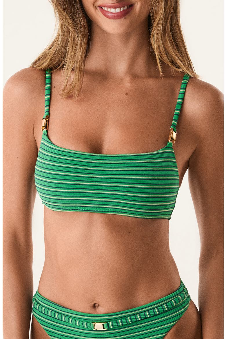 Lucie Striped Bikini Top, Main, color, GREEN