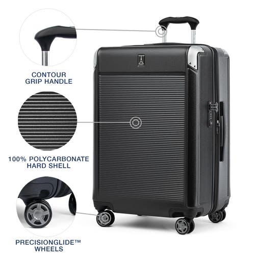 Travelpro Platinum Elite Hardside Expandable Checked- Medium 25-inch Spinner In Shadow Black