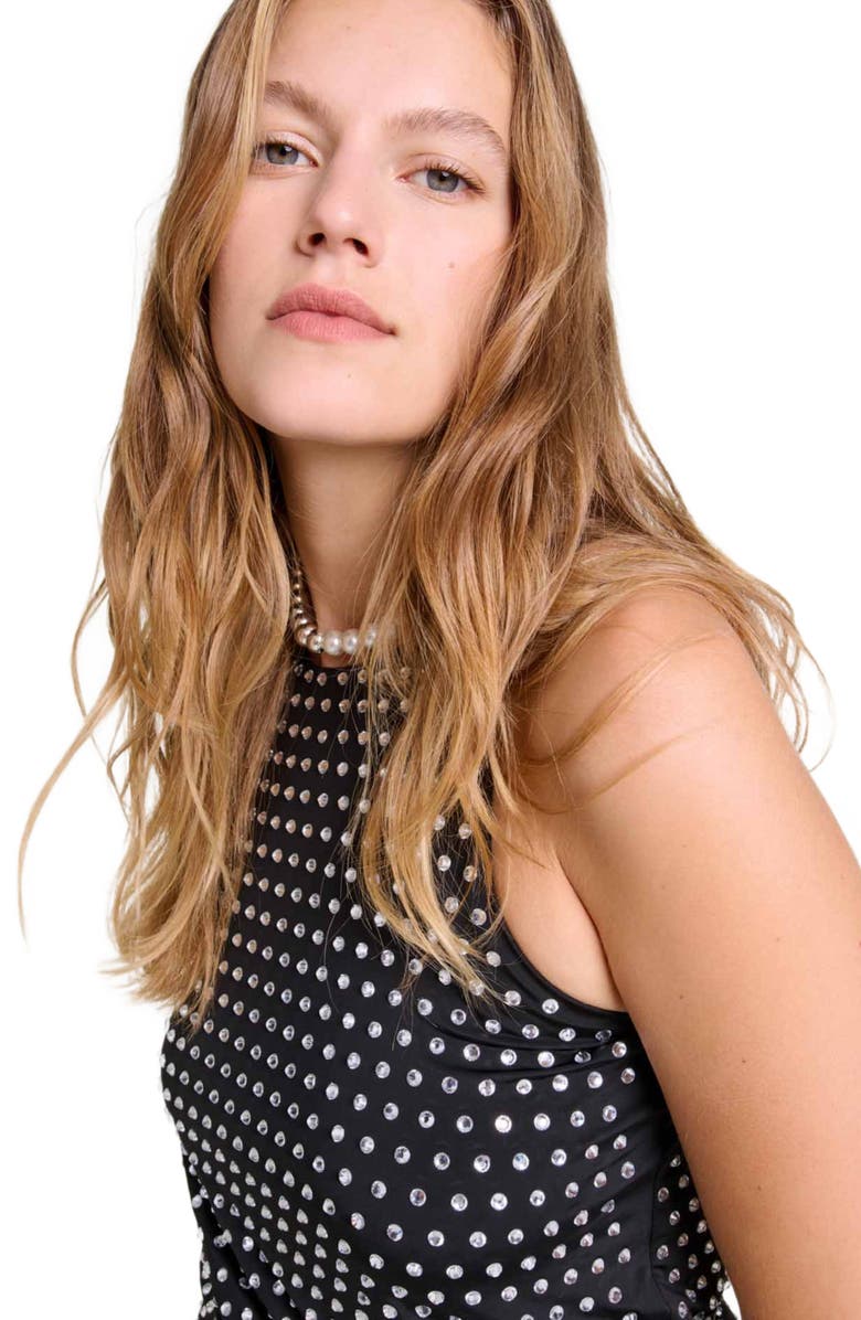 maje Rhinestone tank top, Alternate, color, 