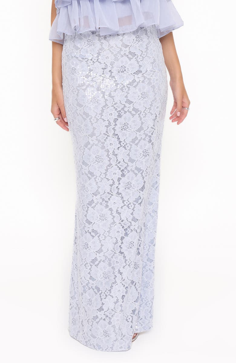 Petal & Pup Jennings Lace Maxi Skirt, Alternate, color, Blue Sequin