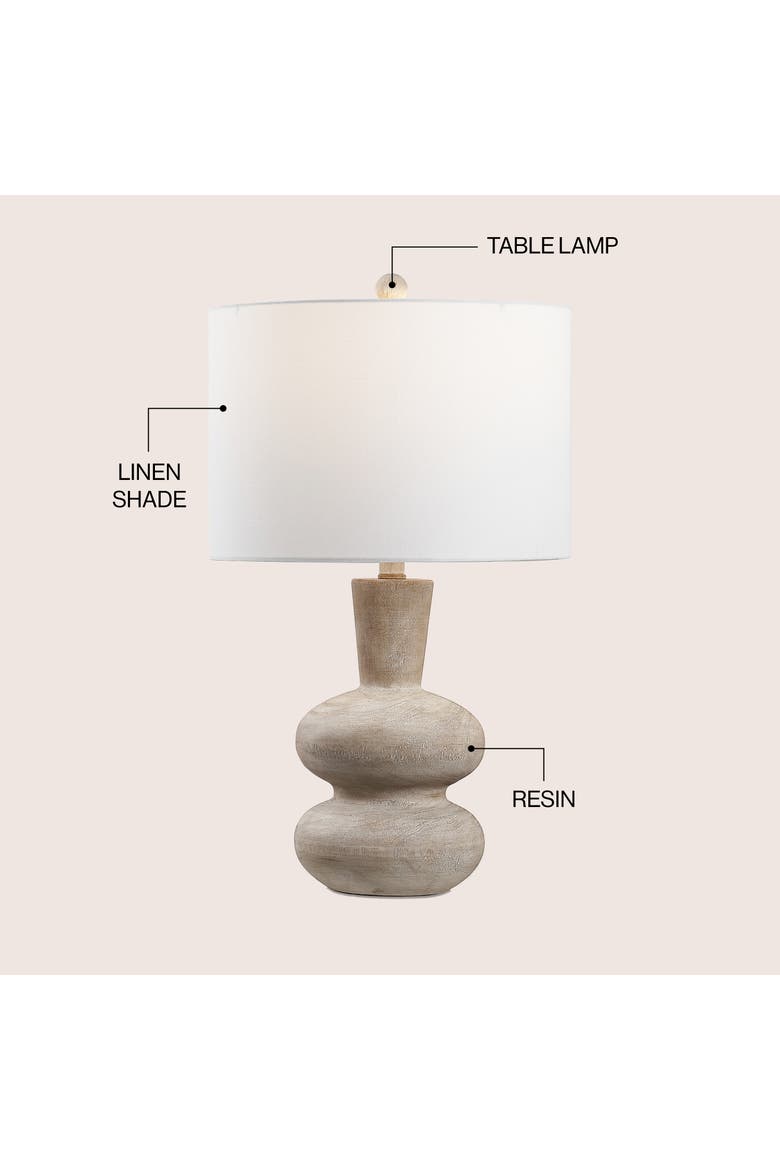 Matheo 24" Modern Minimalist Sculptural Oak-Grain Resin LED Table Lamp, Alternate, color, Antique Brown