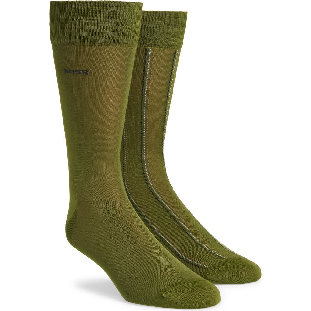 HUGO BOSS BOSS ASSORTED 2-PACK SOLID & STRIPE COTTON BLEND SOCKS