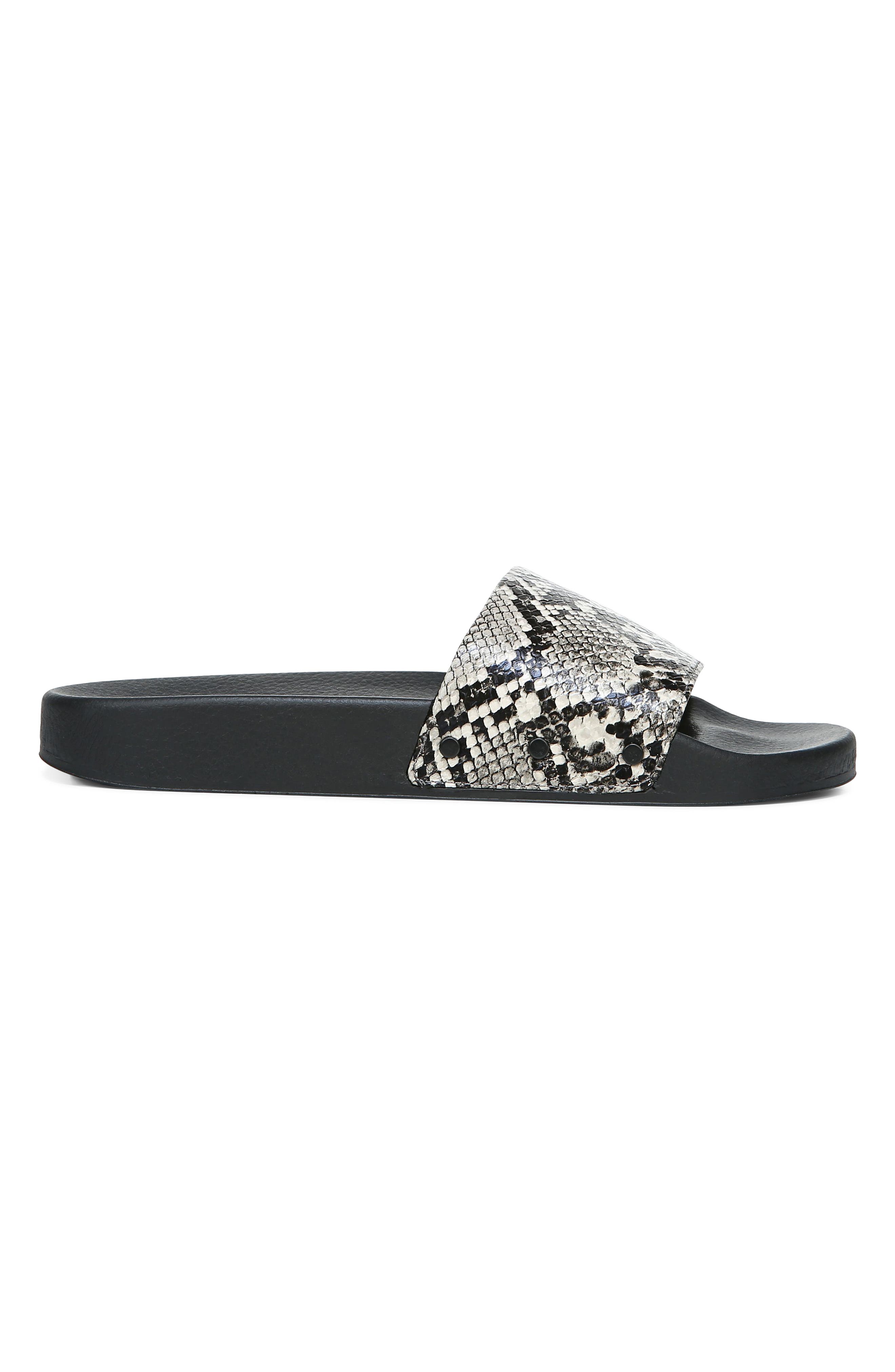 Pisces Slide Sandal, Alternate, color, BLACK/ WHITE LEATHER