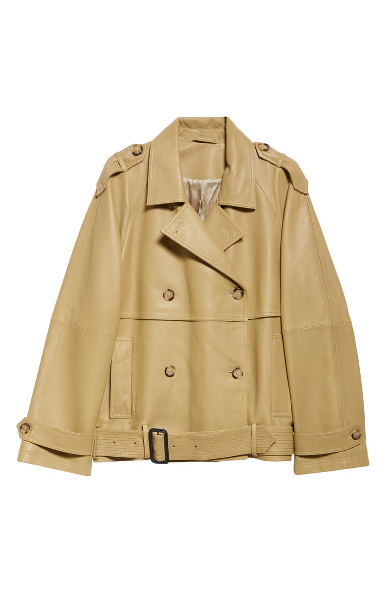 TOTEME Leather Crop Trench Coat, Alternate, color, Desert