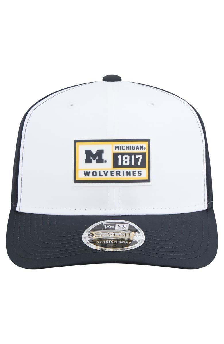 New Era Men's New Era White/Navy Michigan Wolverines Perforated Patched 9SEVENTY Adjustable Hat, Alternate, color, White