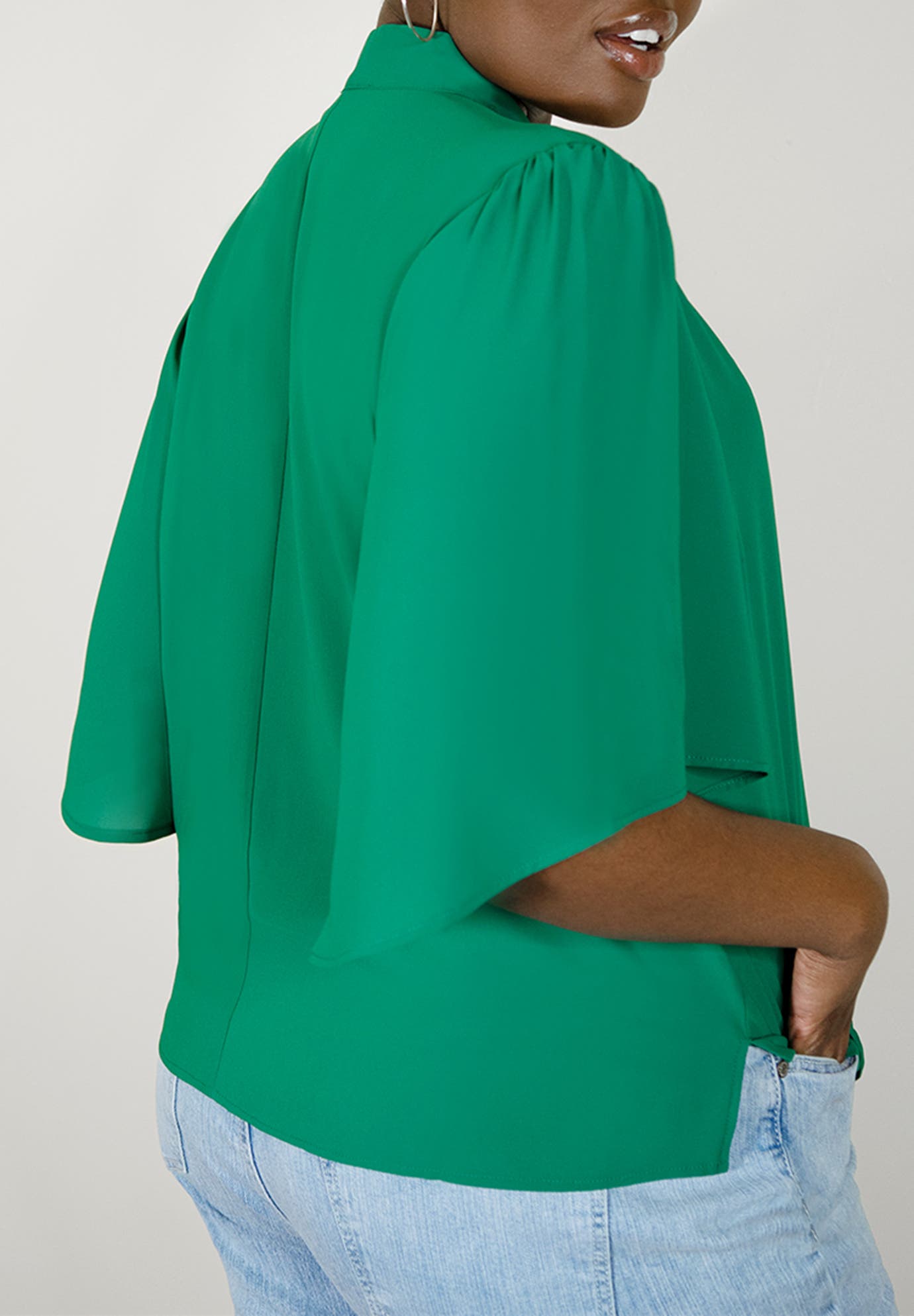 Bow Blouse With Flutter Sleeve - image 2