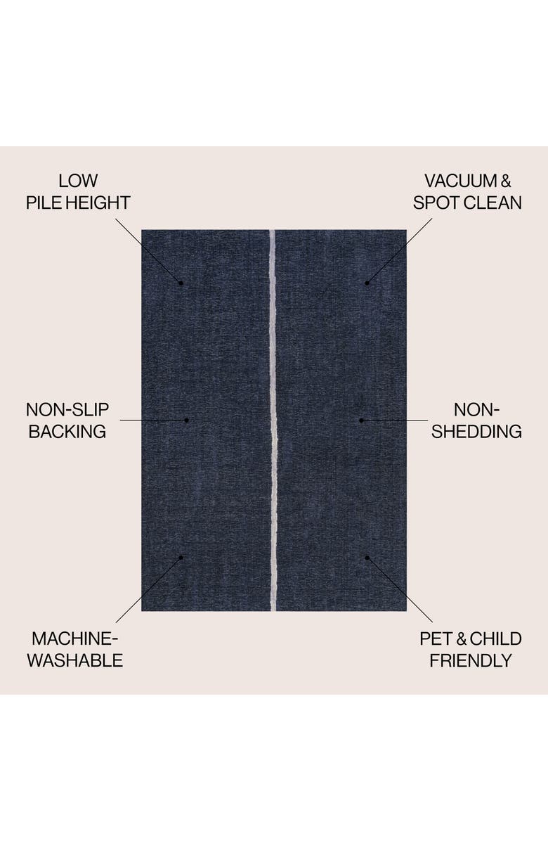 JONATHAN Y Linja Solid Centre Stripe Machine-Washable Area Rug, Alternate, color, Navy/Gray